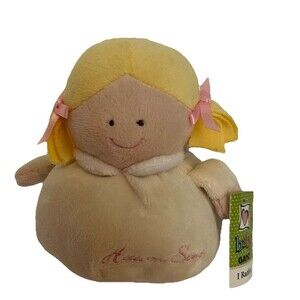 Baby Ganz Heaven Sent Brunette Angel Plumpy Plush Rattle Lovey Doll 6" TAGS